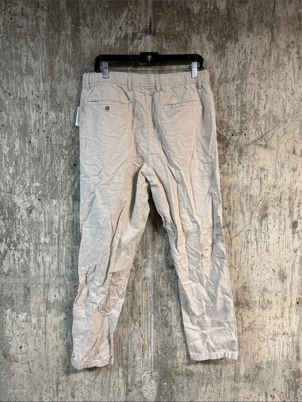 OLD NAVY Men's Loose Taper Linen-Blend Ankle Pants Size L In A Stone's Throw
